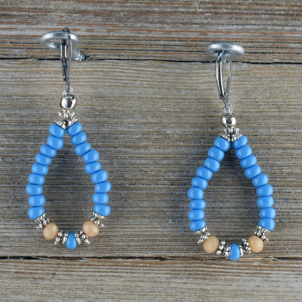 Seed Bead & Sea Sediment Jasper Necklace Earring - Picture 2 of 4